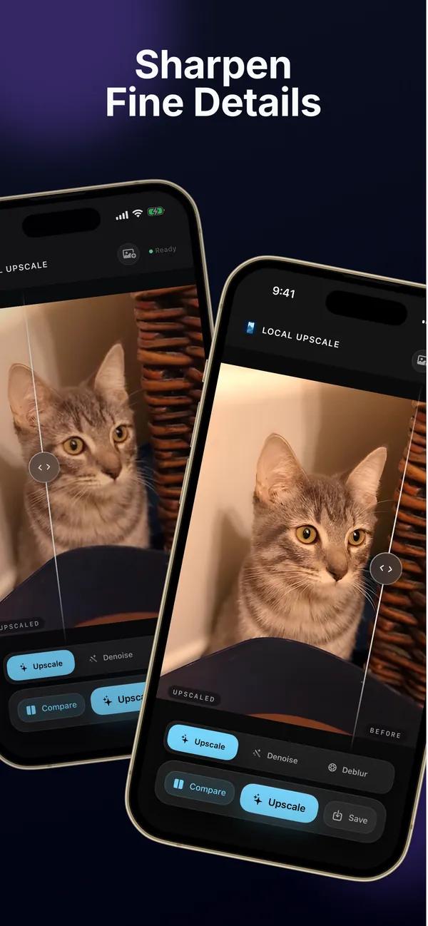 Sharpen fine details comparison on iPhone